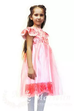 Детское  розовое нарядное платье 110-116, Белый
