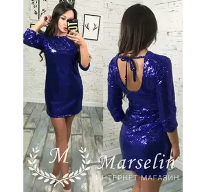 Женское эффектное клубное платье с паетки M, Электрик