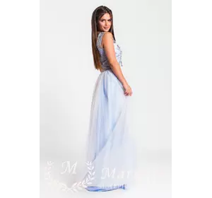 Женское красивое нарядное платье в пол S, Голубой