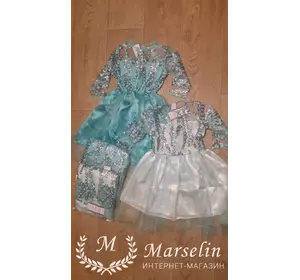 Детское платье обворожительное с паеткой 110-120, Бирюза