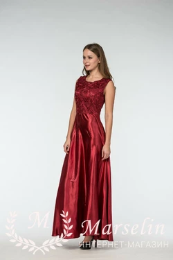 Женское атласное платье в пол M, Красный