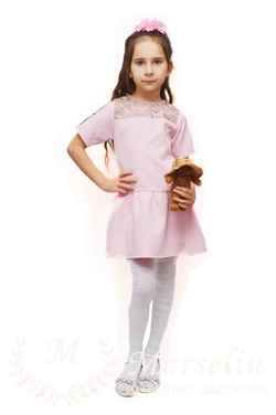Комфортное повседневное детское платье 110-116, Розовый