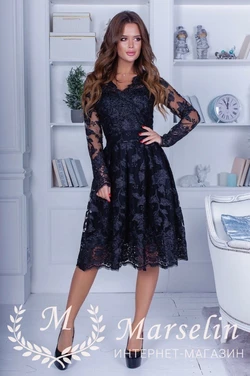 Женское вечерние платье шитье микро-паетка M, Черный