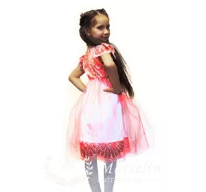 Детское  розовое нарядное платье 110-116, Белый