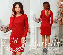 Женское удобное прямое платье из люрекса M, Красный