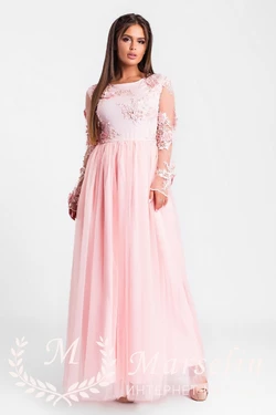 Женское обворожительное платье в пол 3D жемчуг L, Розовый