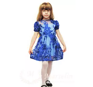 Платье нарядное детское вышивка 116-110, Электрик