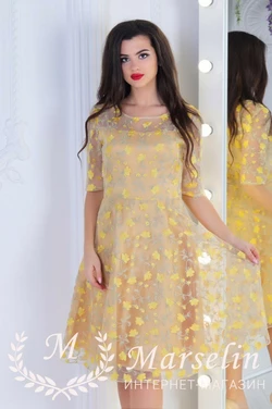 Женское платье нежное летние M, Лимонный