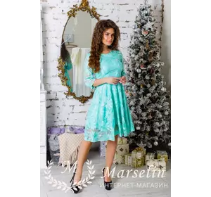 Женское красивое платье расшито паеткой в ромашку M, Ментол